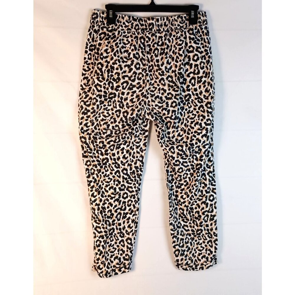 J Crew Linen Blend Animal Print Joggers Drawstring Waist 8 - Picture 2 of 7